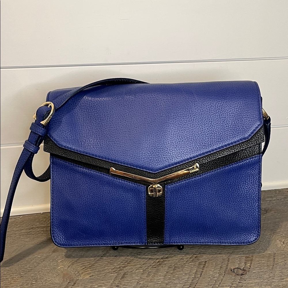 Botkier Valentina Crossbody Handbag/Blue & Black, Leather